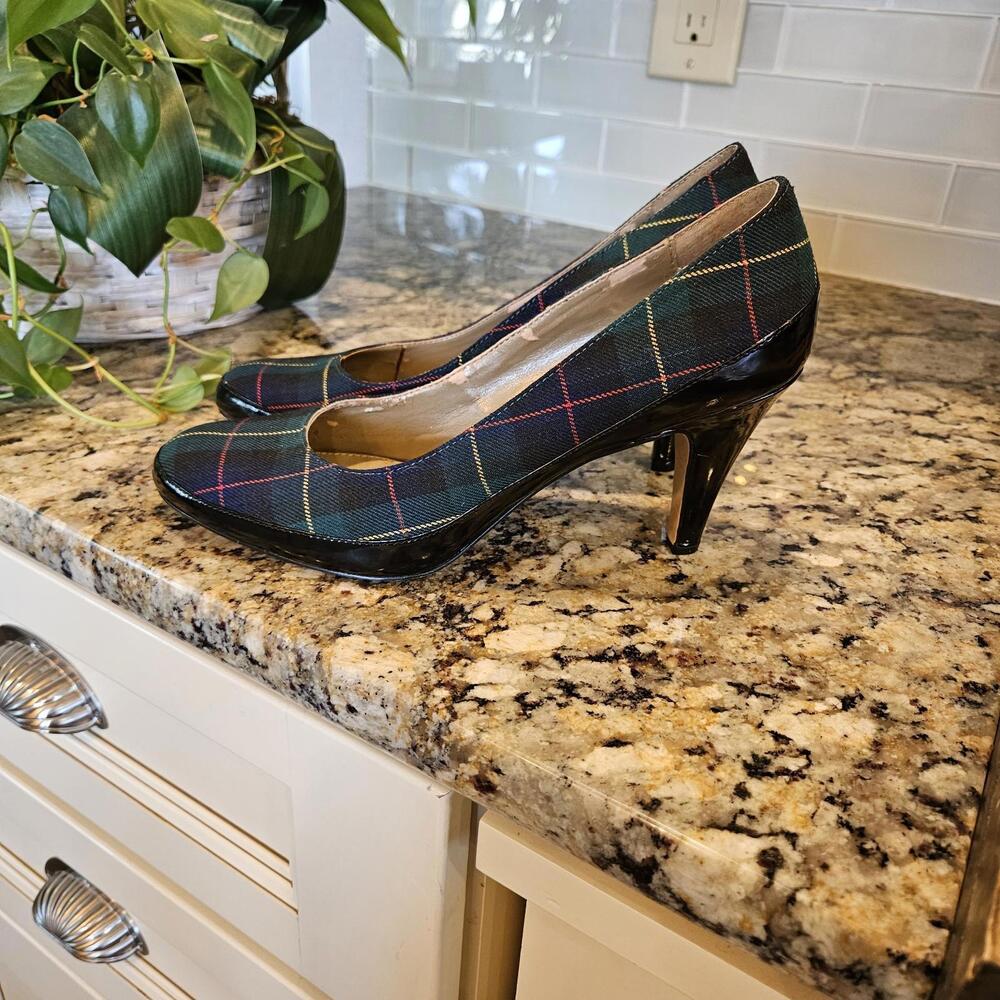 Vintage Liz Claiborne Tartan Plaid Heels Size 8.5 - Picture 4 of 8